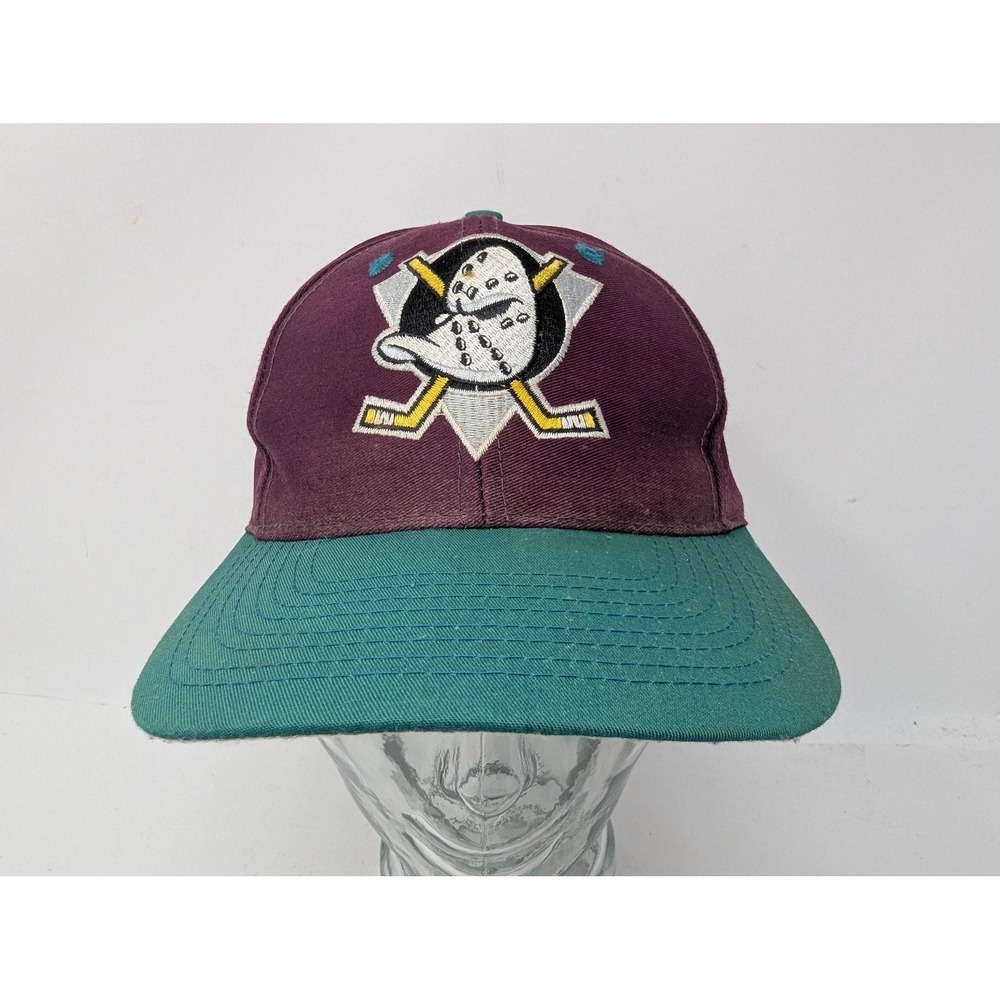 VINTAGE Mighty Ducks Anaheim Hat Cap Snap Back‎ Mens Teal NHL Hockey Logo 7